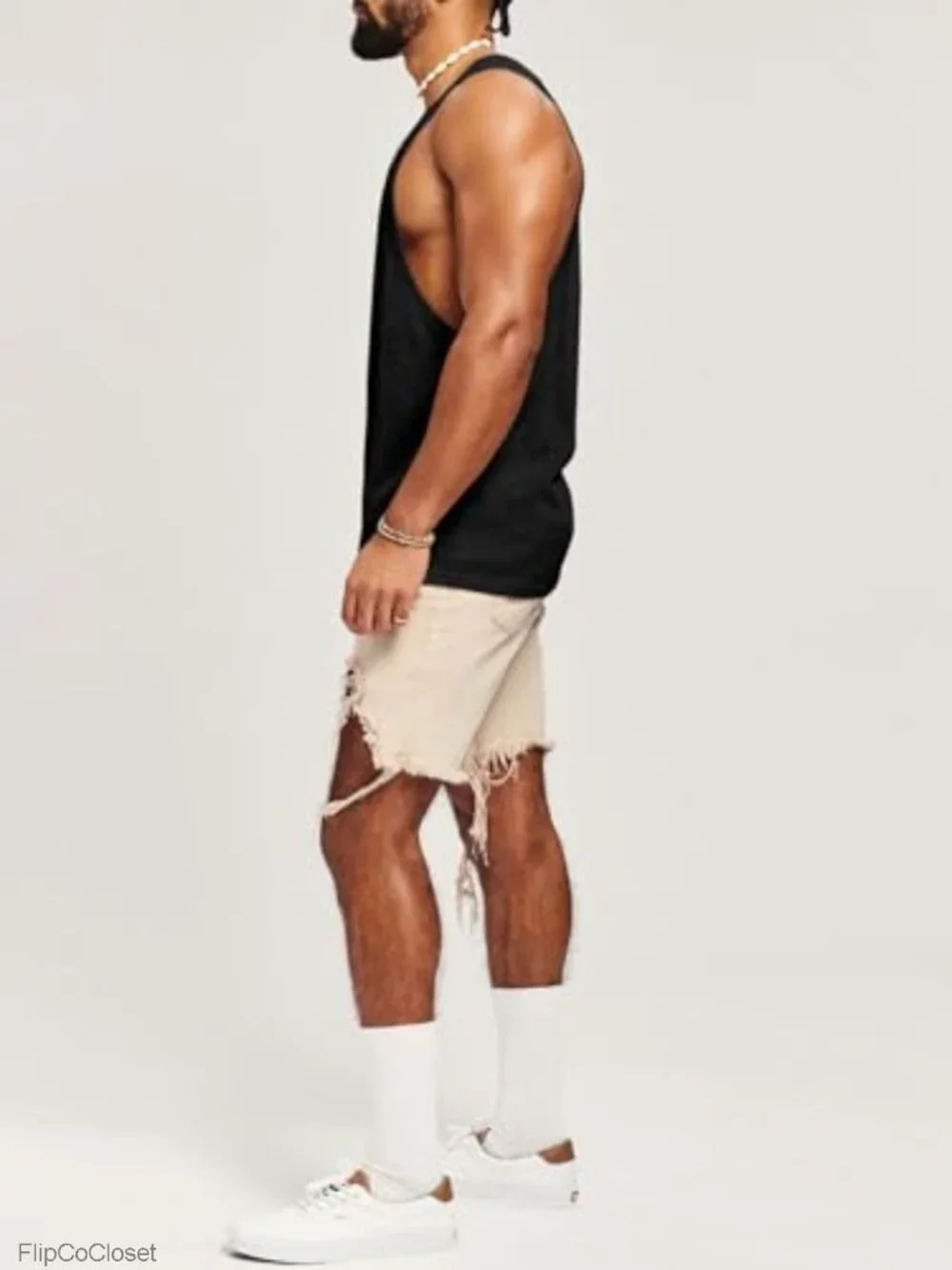 Men's Loose Fit Cotton Blend Tank Top Sleeveless Gym Workout Shirt_4